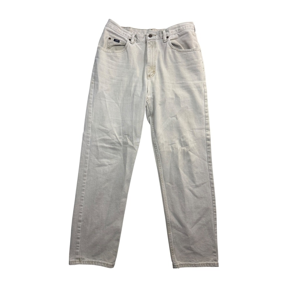 Vintage Lee Mens Off White Straight Leg Denim Jeans High Rise Y2K 34x31